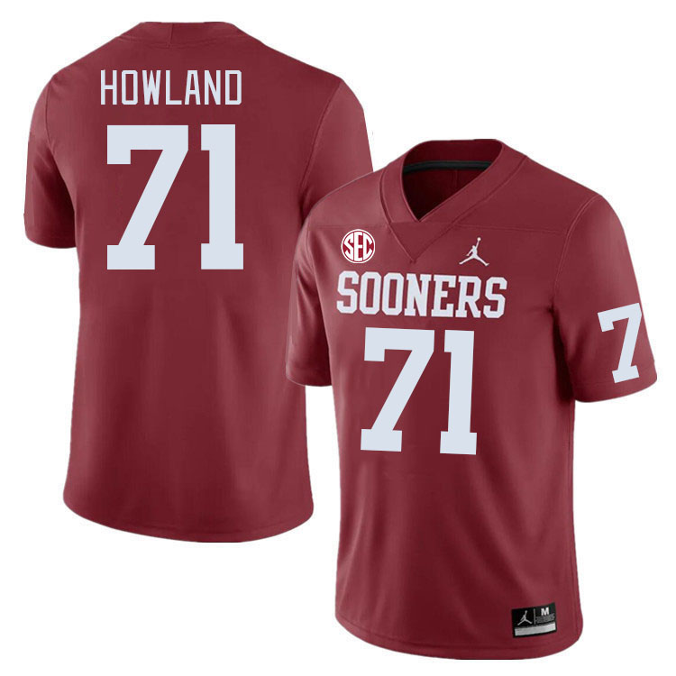 #71 Logan Howland Oklahoma Sooners 2024 SEC Conference College Football Jerseys-Crimson